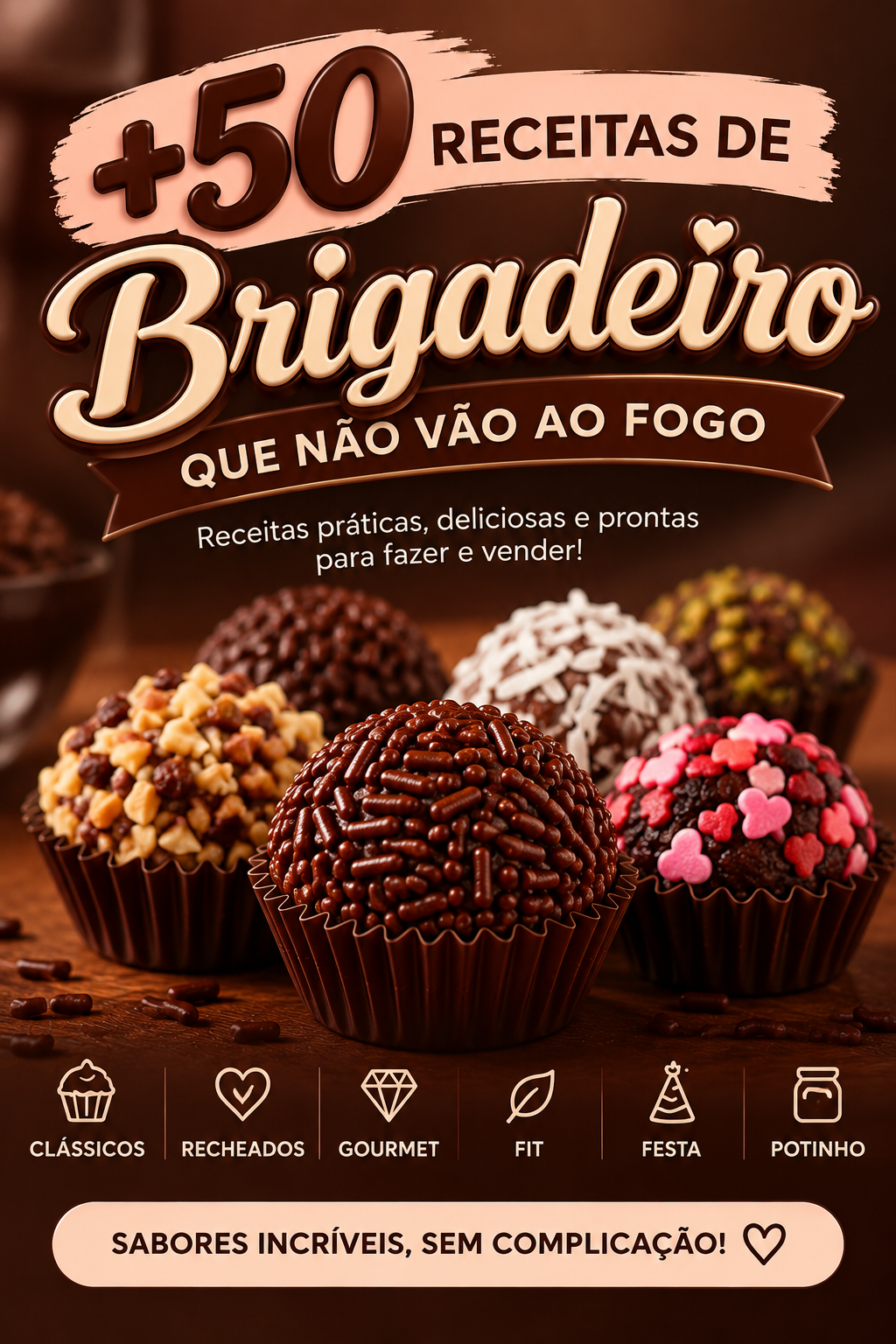 Brigadeiros variados do e-book Brigadeiros Que Não Vão ao Fogo